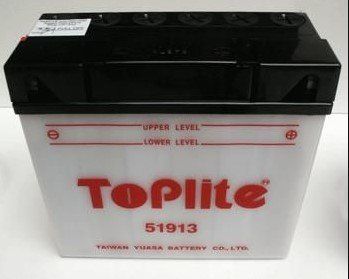 Мотоакумулятор TOPLITE 51913 12V,19Ah,ток 190A,д. 186, ш. 82, в. 170, объем 1,2, вес 4,8 кг,без электролита