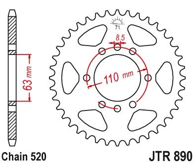 JTR890,45 Звезда задняя KTM DUKE, RC 125/200/390 2013-2019