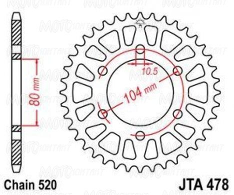 JT JTA478.43 - Звезда задняя легкосплавная