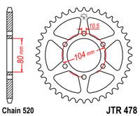 JT JTR478.45 - Звезда задняя KAWASAKI EN, ER-6F, ER-6N, EX, KLE, Z, ZX-6R, ZX-6RR, ZXR 400-800 1988-