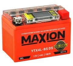 YTX4L-BS MAXION (DS-iGEL), гелевий акб з вольтметром 12V, 4Ah, 113x70x85 мм