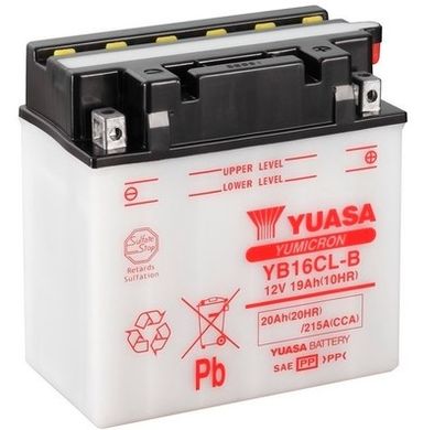 Мотоакумулятор YUASA YB16CL-B 12V, 19Ah, д. 176, ш. 101, в.175, обсяг 1,2, вага 6,1 кг, без електроліту