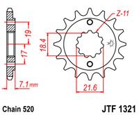 JT JTF1321.13 - Звезда передняя HONDA CB, CBF, CBR, CBX, CMX, CRF, XR 250/300 1996-2020