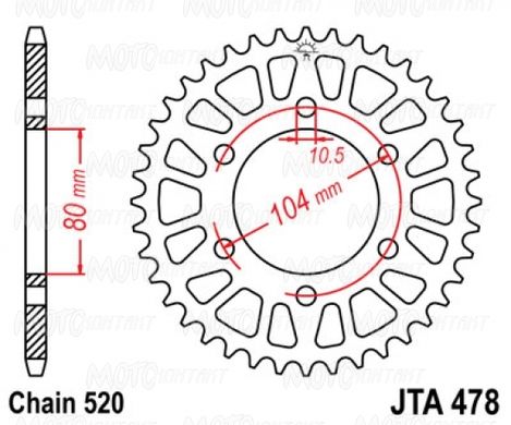 JT JTA478.45 - Звезда задняя легкосплавная