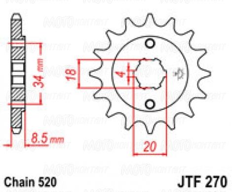 JT JTF270.13 - Зірка передня HONDA CA, CMX 125/250 1985-