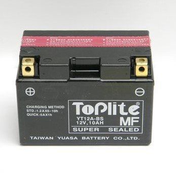 Мотоакумулятор TOPLITE YT12A-BS 12V,10Ah,д. 152, ш. 88, в.106, электролит в к-те, вес 3,6 кг