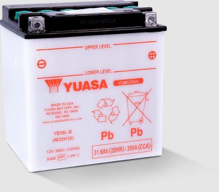 YUASA YB30L-B Мото аккумулятор 30 А/ч, 300 А, (-/+), 168x132x176 мм