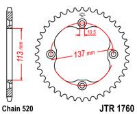 JT JTR1760.36 - Звезда задняя SUZUKI LT-R, LT-Z 400/450 2006-2012