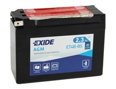 EXIDE ET4B-BS / YT4B-BS Мото аккумулятор 2,3 А/ч, 30 А, (-/+), 113х38х85 мм