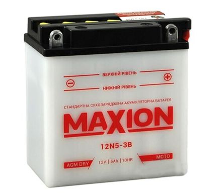 12N5-3B MAXION Мото акумулятор, 12V, 5Ah, 120x60x130 мм -/+ (12N5L-BS)