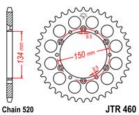 JT JTR460.46 - JTR460 Cтальная задняя звездочка