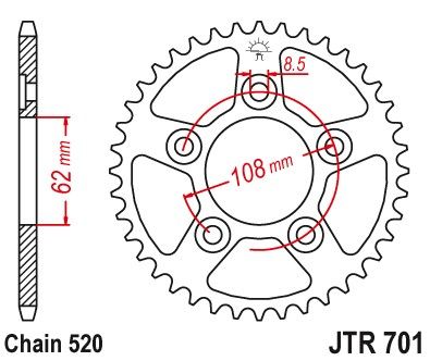JTR701,39 - JTR701 (стальная задняя звездочка)
