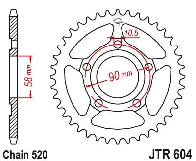 JTR604,36 Звезда задняя GILERA CRONO, MX, MX 1, SP; HONDA CRM, NSR 125