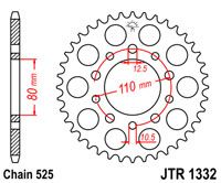 JT JTR1332.46 - Звезда задняя HONDA XRV AFRICA TWIN 90-92 (SS 1-4335-46)