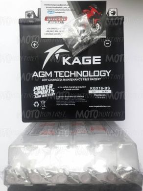 Мото аккумулятор KAGE KGX16-BS (YTX16-BS)