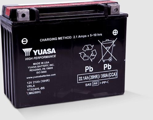 YUASA YTX24HL-BS Мото аккумулятор 21 А/ч, 350 А, (-/+), 205х87х162 мм