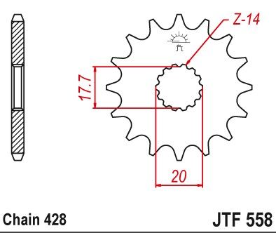 JTF558,17 Передня зірочка