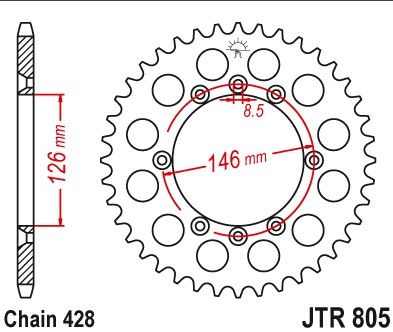 JTR805,50 Задня зірочка SUZUKI TS 125R 89-96