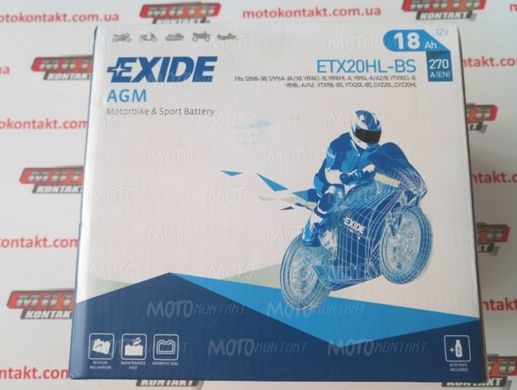 Аккумулятор гелевый EXIDE ETX20HL-BS YTX20HL-BS