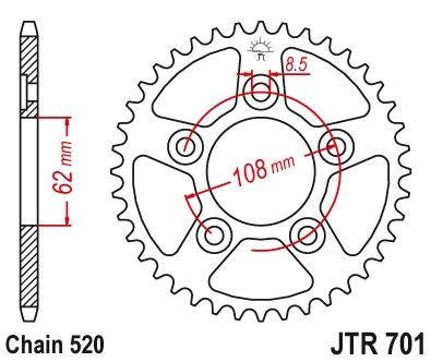 JTR701,43 - JTR701 (стальная задняя звездочка)