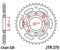 JT JTR279.33 - Зірка задня HONDA CB, CD, CMX, MTX 125/250 1987-