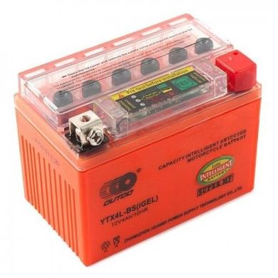 Outdo YTX4L-BS (iGEL) с индикатором заряда, аккумулятор, 12V 4Ah гелевый, 114x71x88 мм