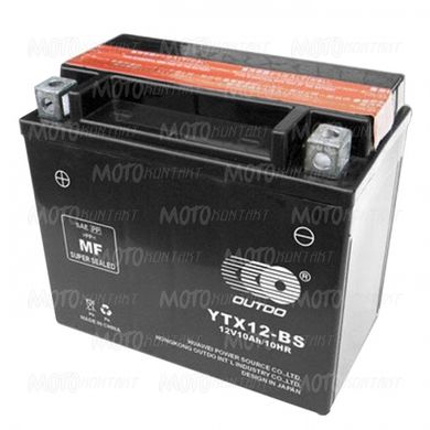 Мото аккумулятор YTX12-BS OUTDO (UTX12-BS) MF Super Sealed 12 Аh, (+/-), 150 А, 150x87x130 мм