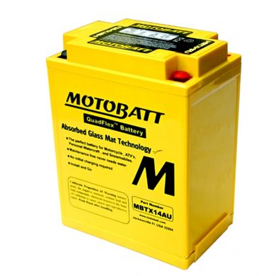 Motobatt MBTX14AU Мото акумулятор 16 A/ч, 210 А,(+/-)(-/+), 135x90x168 мм
