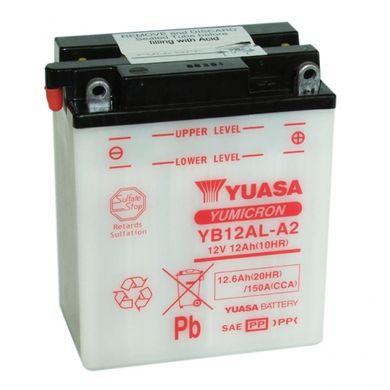 Мотоакумулятор TOPLITE YB12AL-A2 12V, 12Ah, д. 135, ш. 81, в.161, обсяг 0,8, вага 4,1 кг, без електроліту